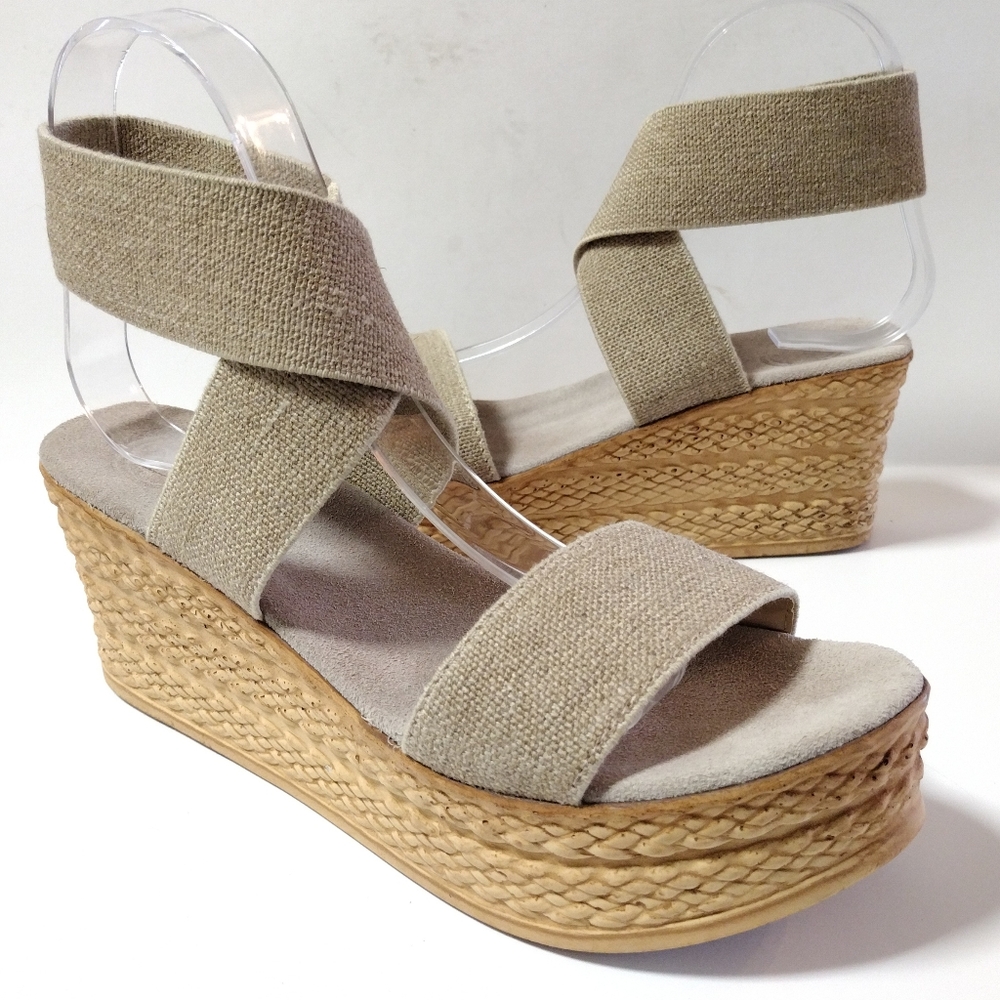CHARLESTON SHOE CO. Tan Wedge Sandals